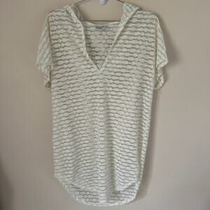 Jordan Taylor Swimsuit Bikini Cover Up Dress White Silver Hooded USA Made Size M